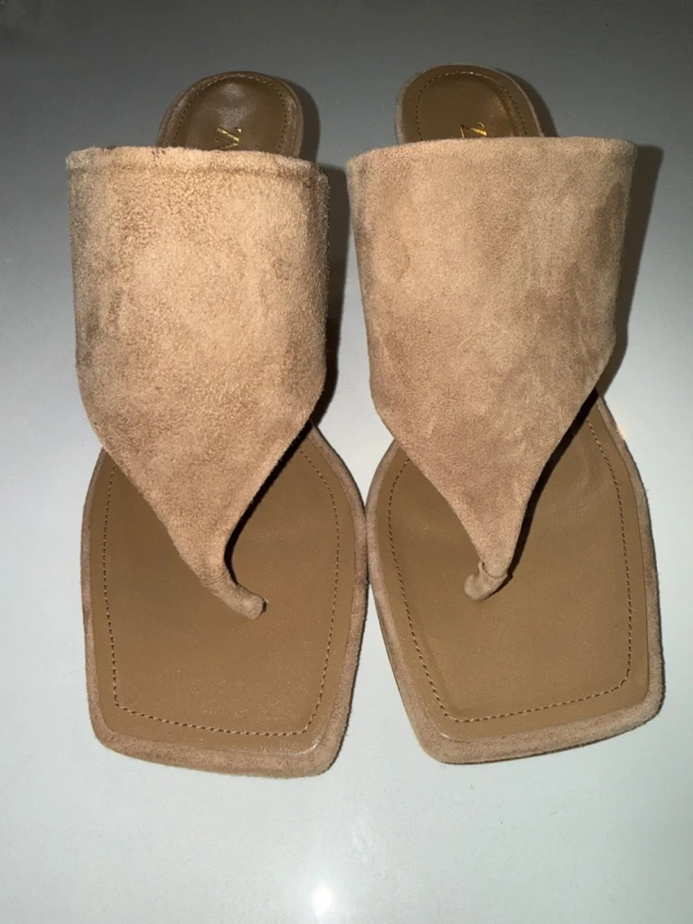 ZARA Women's Toe Post Heeled Leather Sandals NWOT | Size 39 - Picture 3 of 10